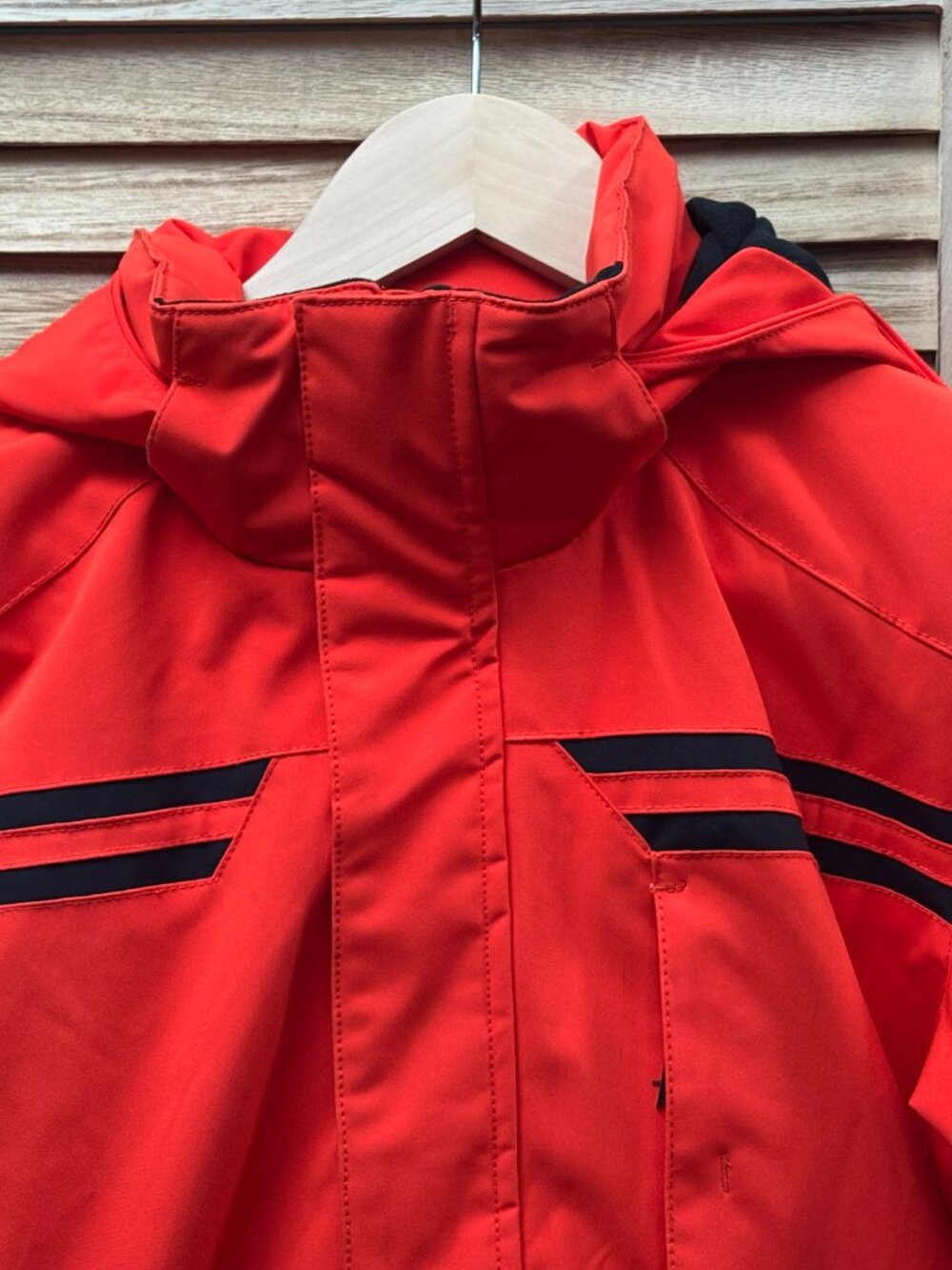 Karbon Youth Size 12 Insulated Ski Jacket Orange Black Striped Hooded - Picture 5 of 15